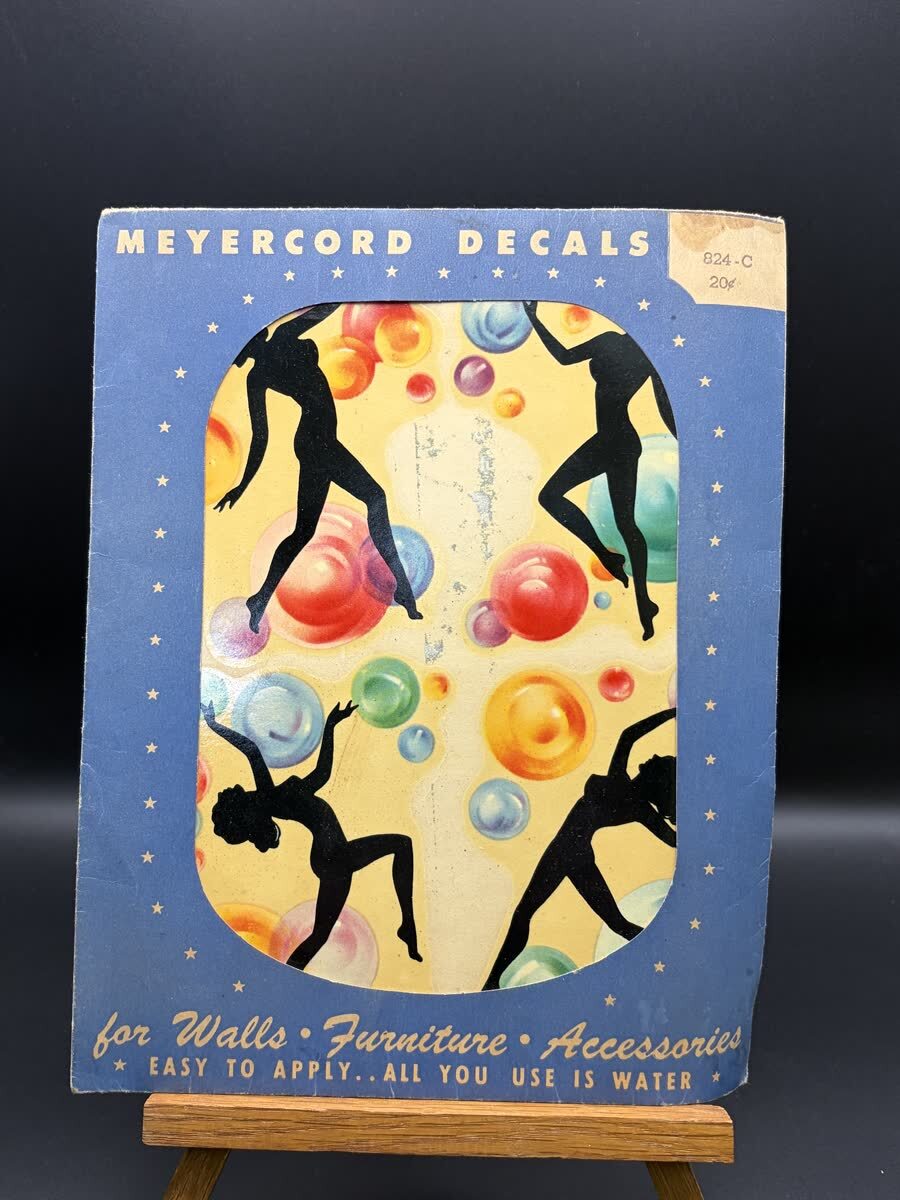 Vintage Meyercord 824-C Pinup Dancer Bubble Decal Sheet 1940s NOS w/ Package