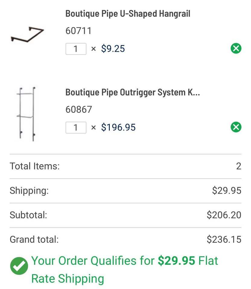 Boutique Pipe Outrigger Display System Kit #2 + Extra Hangrail – Retail Wall Display Setup