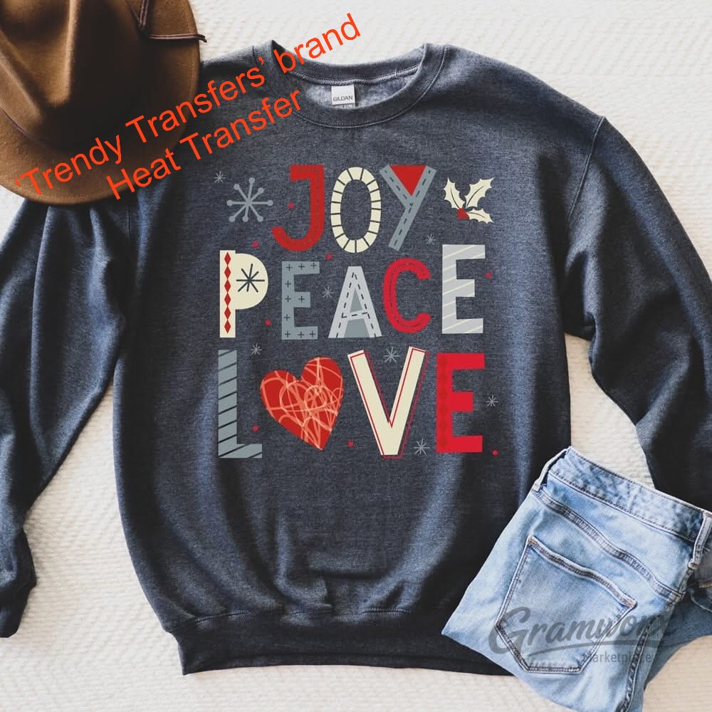Joy Peace Love Screen Print Transfer