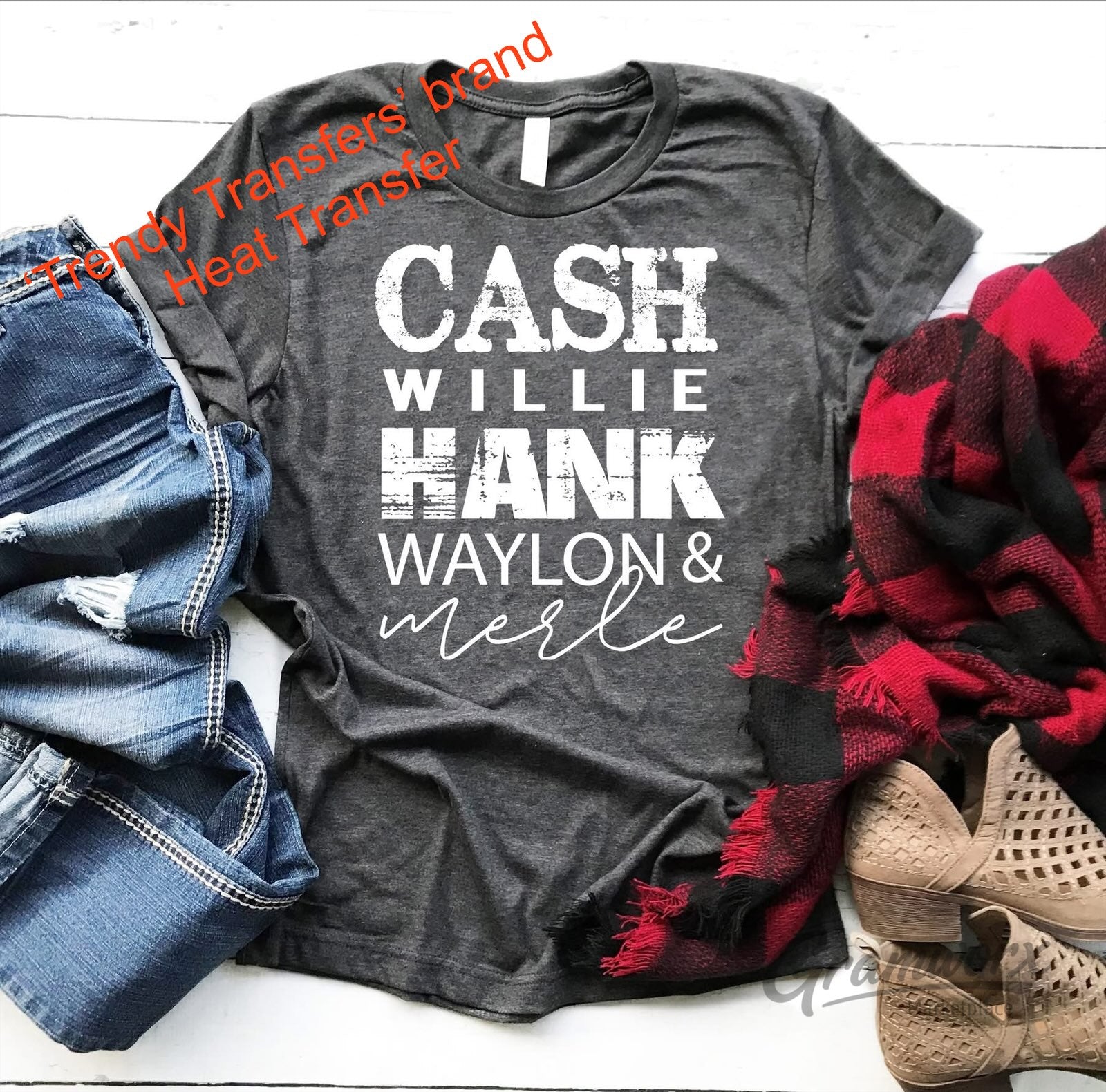 Cash, Willie, Hank, Waylon Screen Print Transfer