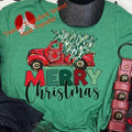 Merry Christmas Truck with Wreath On Door Screen Print Transfer