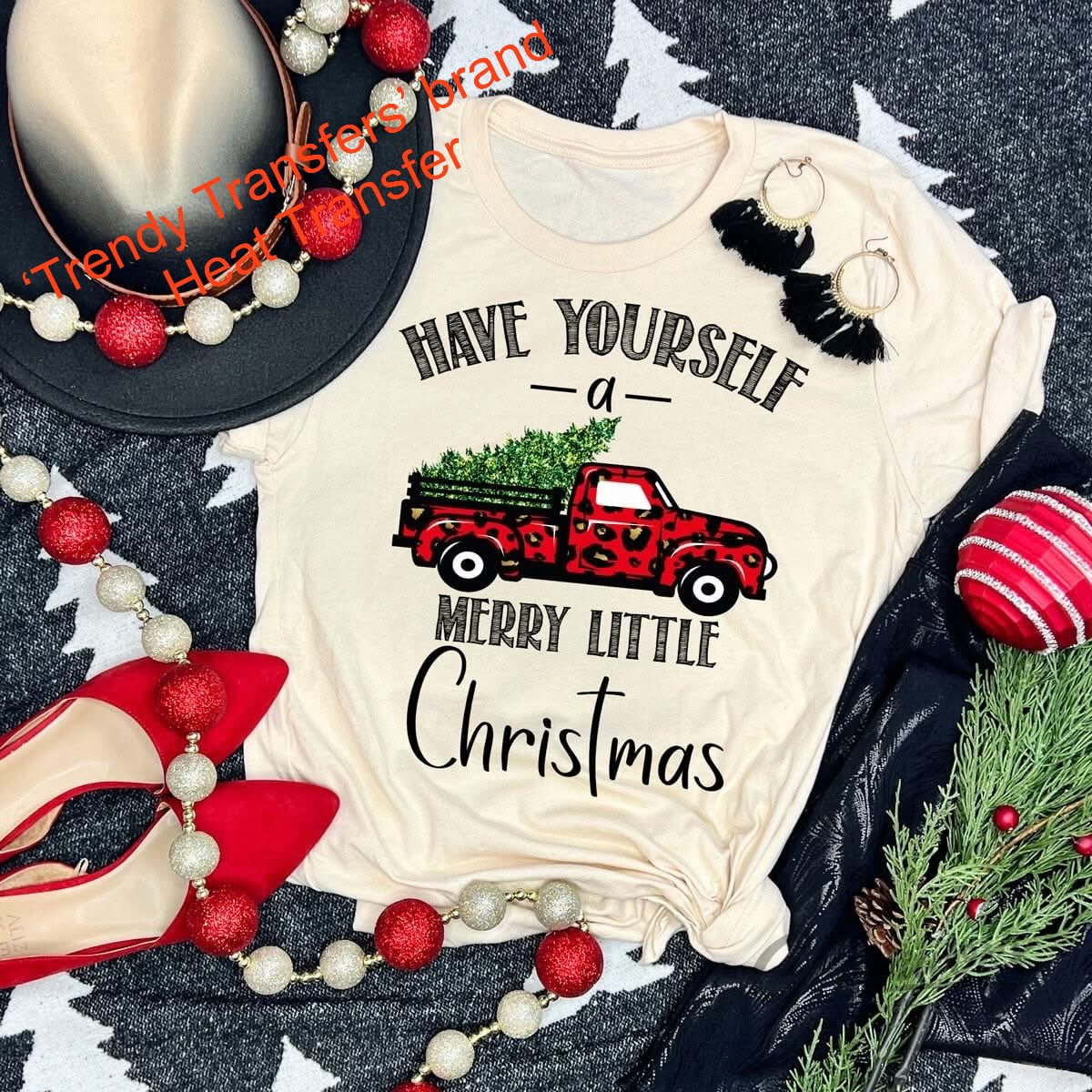 Have Yourself A Merry Little Christmas Leopard Truck Screen Print Transfer