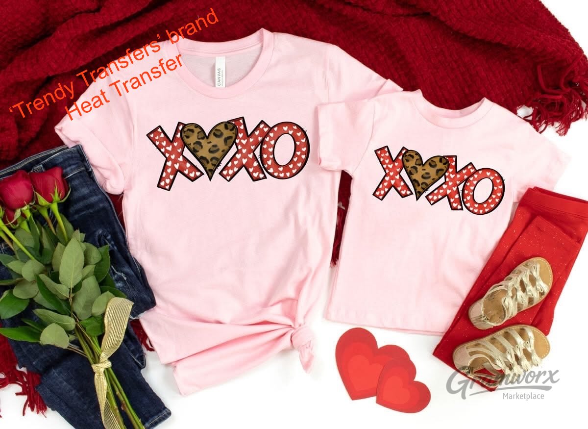 XOXO - Leopard Heart Screen Print Transfer