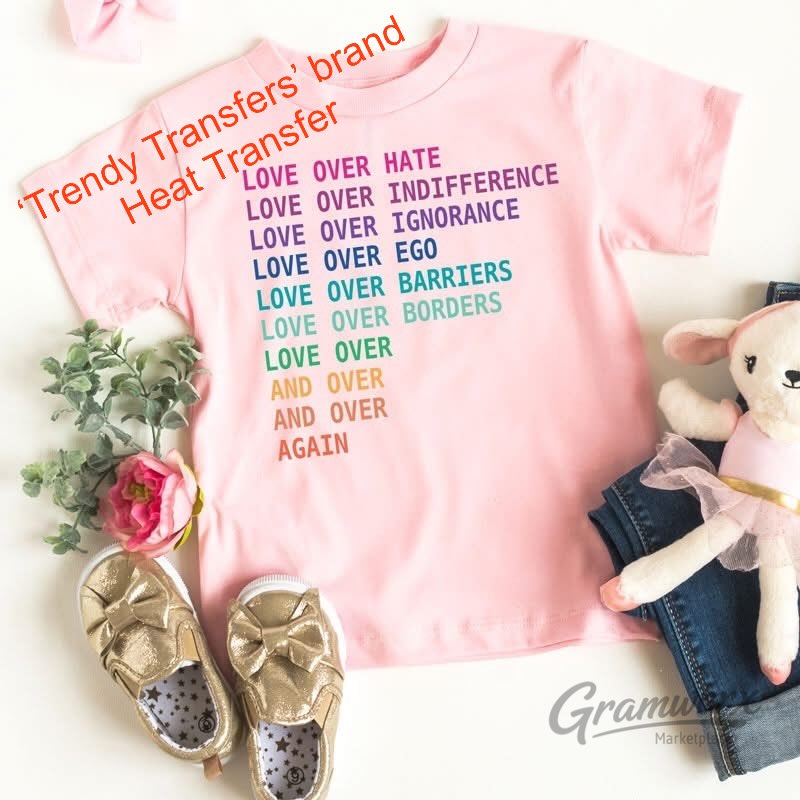 Love Over Hate Words Screen Print Transfer