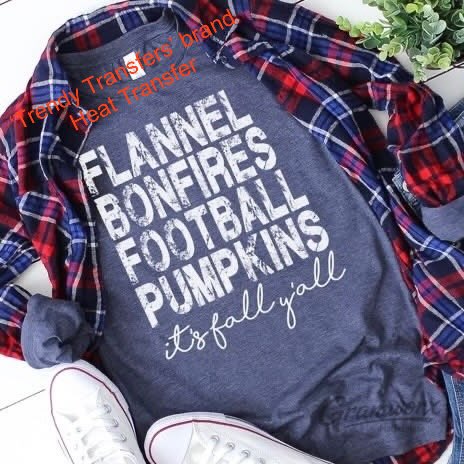 Flannel Pumpkins Football Pumpkins - It's Fall Y'all Screen Print Transfer