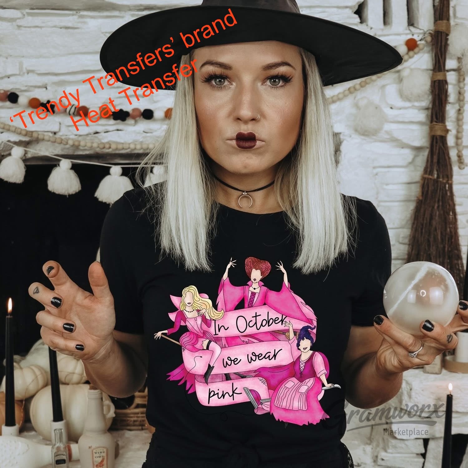 In October We Wear Pink - Sanderson Sisters Screen Print Transfer