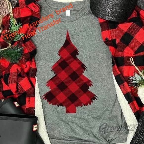 Red Buffalo Plaid Christmas Tree Screen Print Transfer