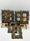 1967-68 American Tack 75D 75T Floral Outlet Switch Plates Brass Tone Lot 6