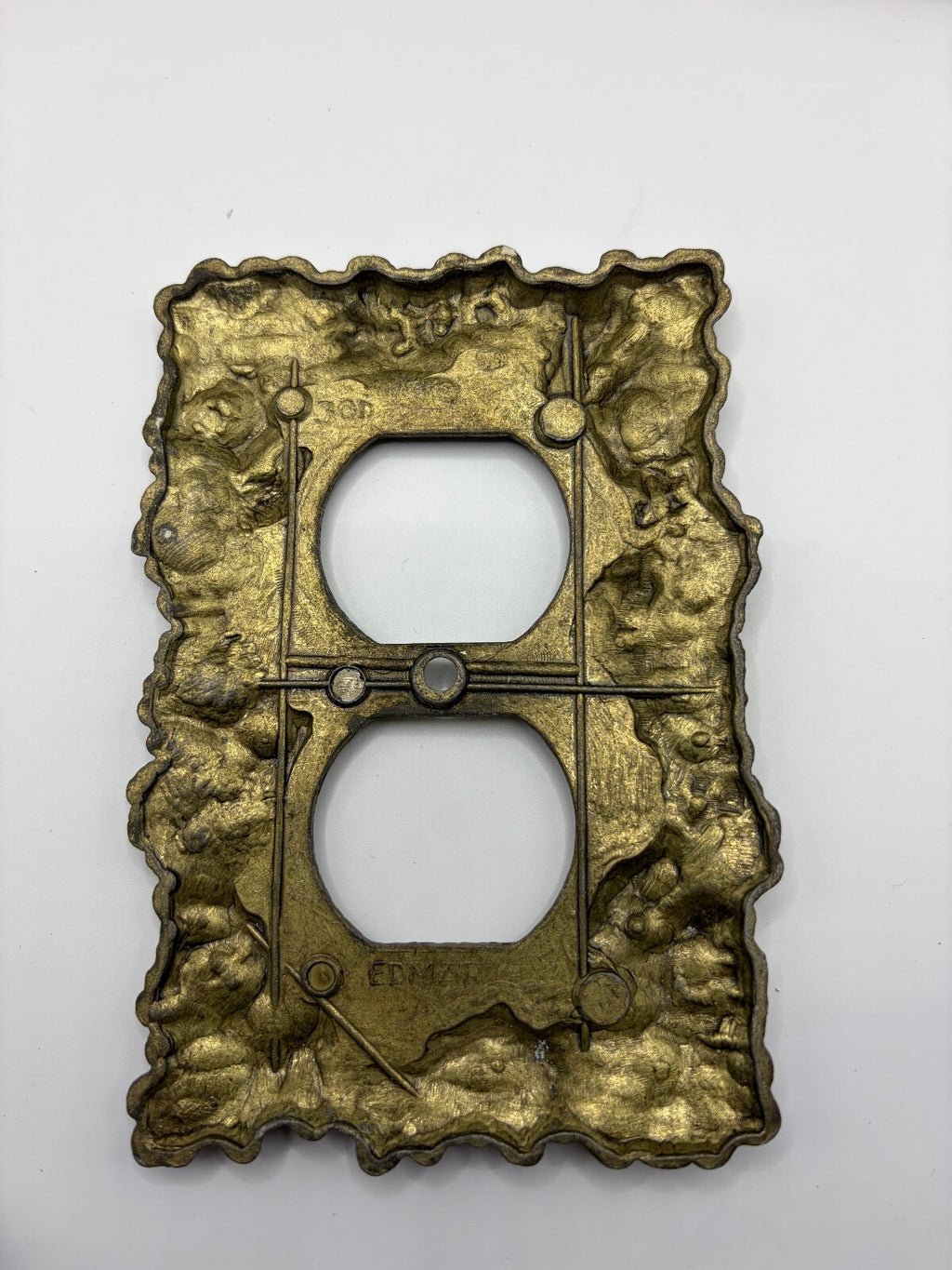 1967-68 American Tack 75D 75T Floral Outlet Switch Plates Brass Tone Lot 6