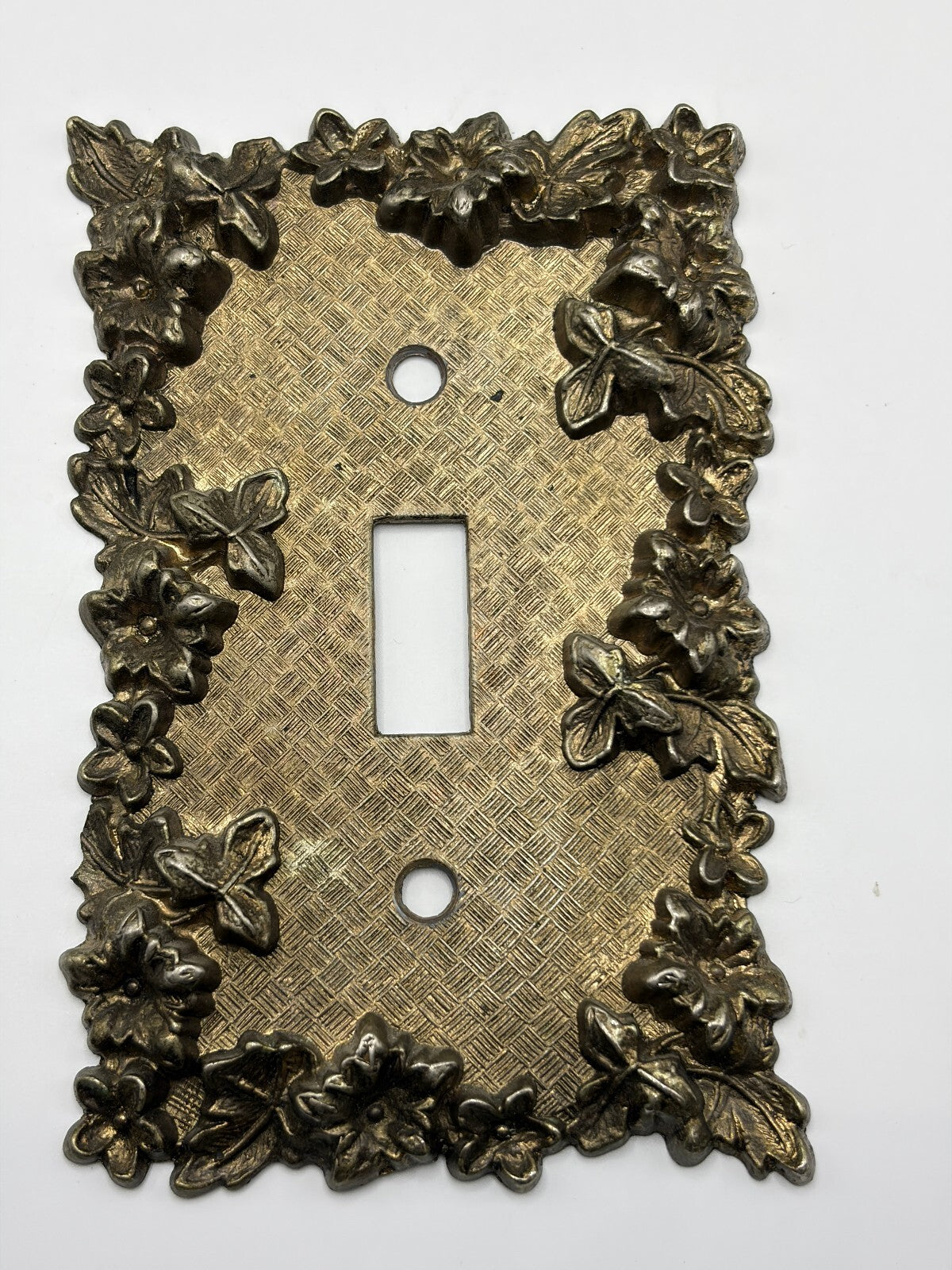 1967-68 American Tack 75D 75T Floral Outlet Switch Plates Brass Tone Lot 6