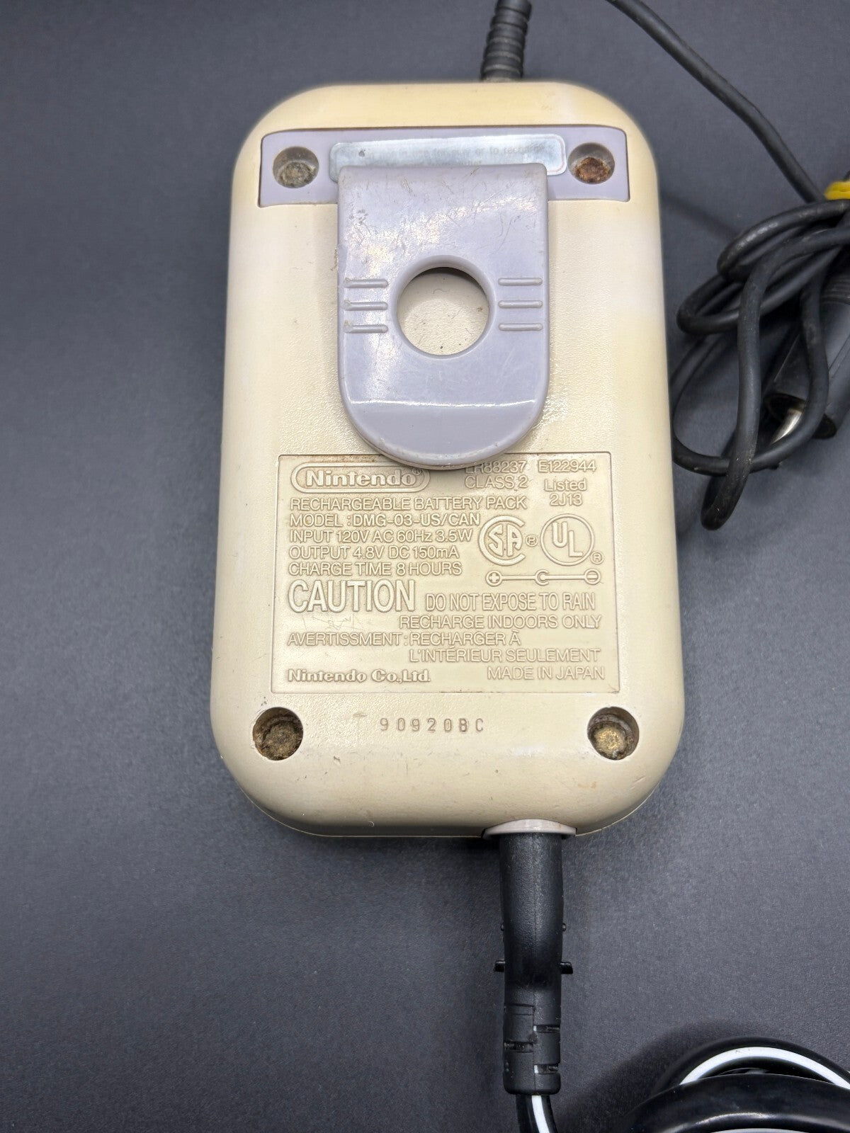 Nintendo Game Boy DMG-03-US/CAN Rechargeable Battery Pack Charger Vintage OEM
