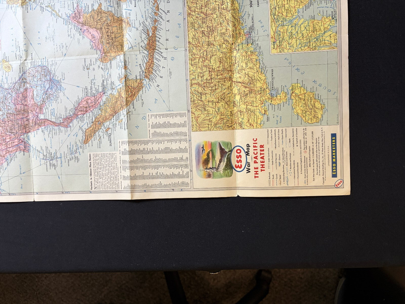 Circa 1944 Esso War Map III Pacific Theater Japan WWII Foldout
