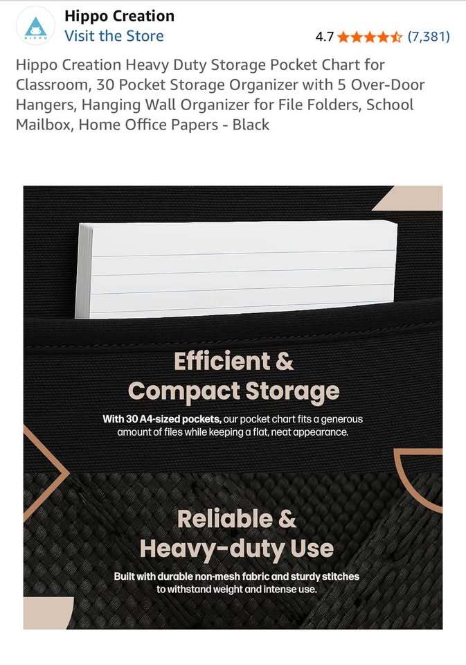 30 Pocket Hanging Organizer Set – Classroom / Retail Storage – Lot of 3