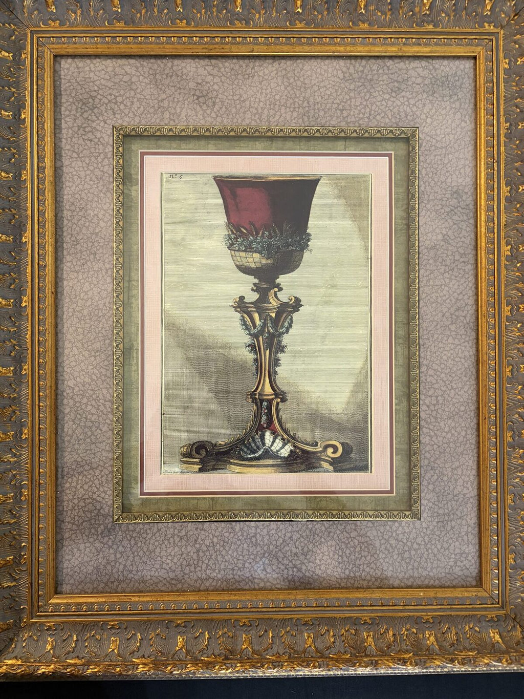 Framed Jean-Charles Delafosse No. 5 Ornamental Print Gold Frame