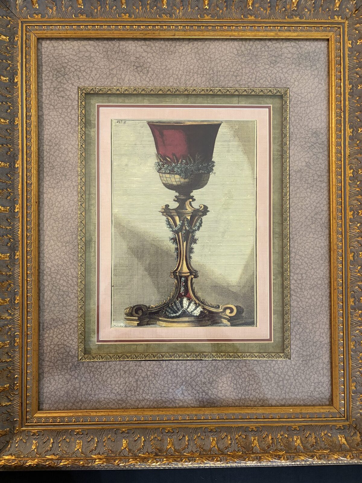 Framed Jean-Charles Delafosse No. 5 Ornamental Print Gold Frame