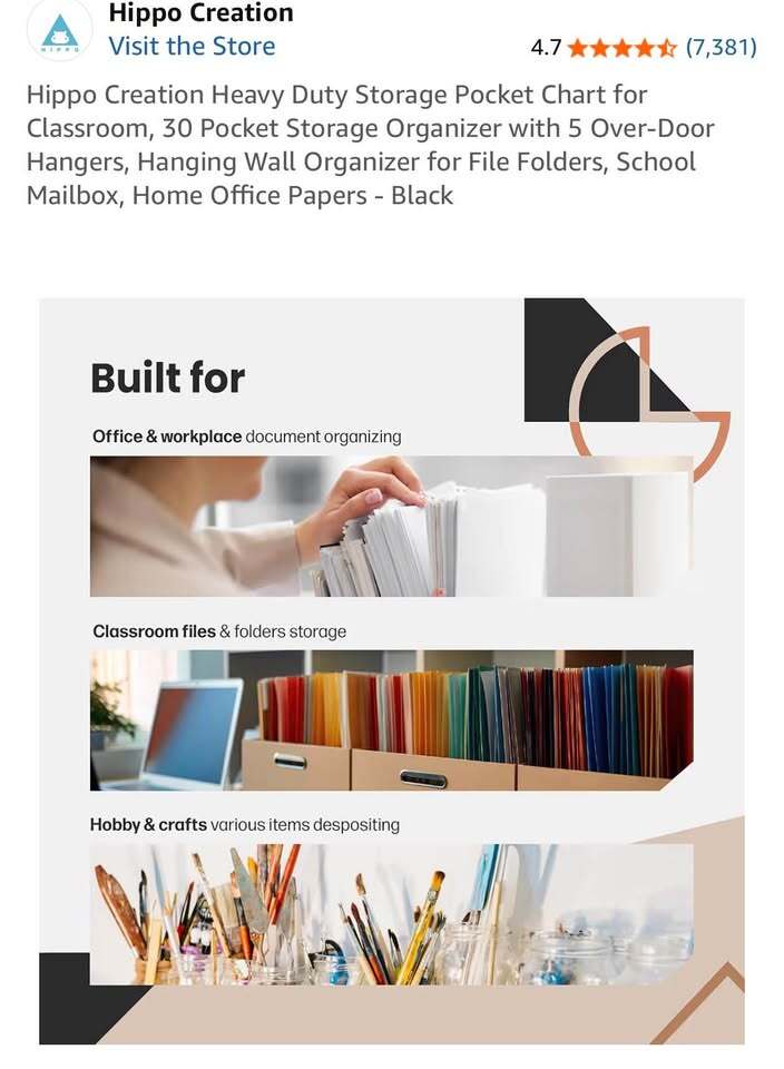 30 Pocket Hanging Organizer Set – Classroom / Retail Storage – Lot of 3