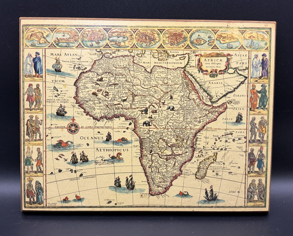 Willem Blaeu Four Continents Wood Map Plaques Reproduction Set of 4