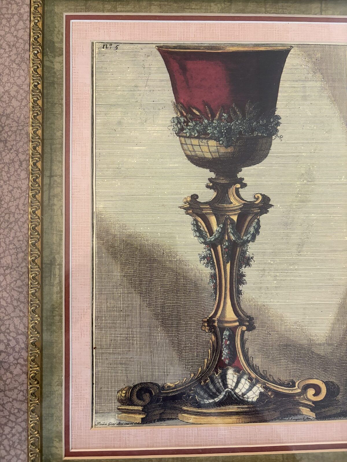 Framed Jean-Charles Delafosse No. 5 Ornamental Print Gold Frame