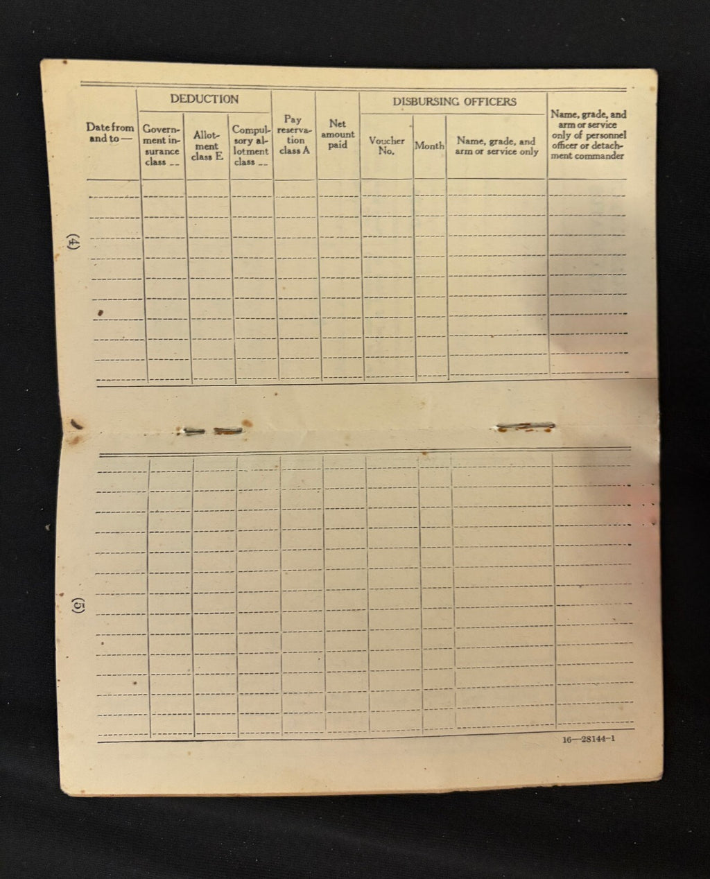 WWII 1942 US Army Soldier Pay Record Roger Marchione ASN 42118473 Original