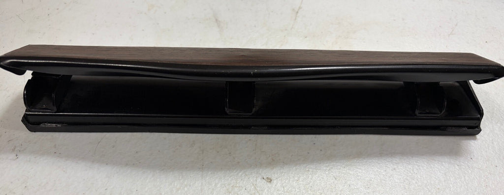 Vintage 3-Hole Paper Punch Faux Woodgrain Black Metal Retro Office Tool