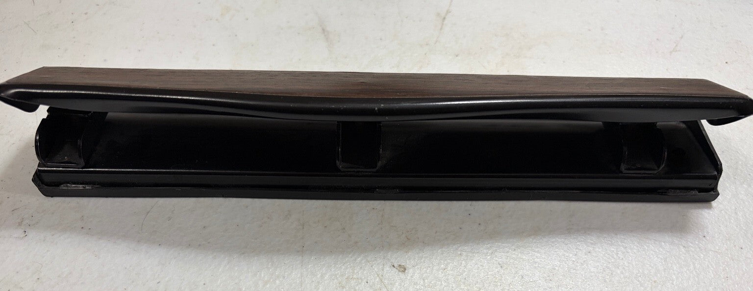 Vintage 3-Hole Paper Punch Faux Woodgrain Black Metal Retro Office Tool