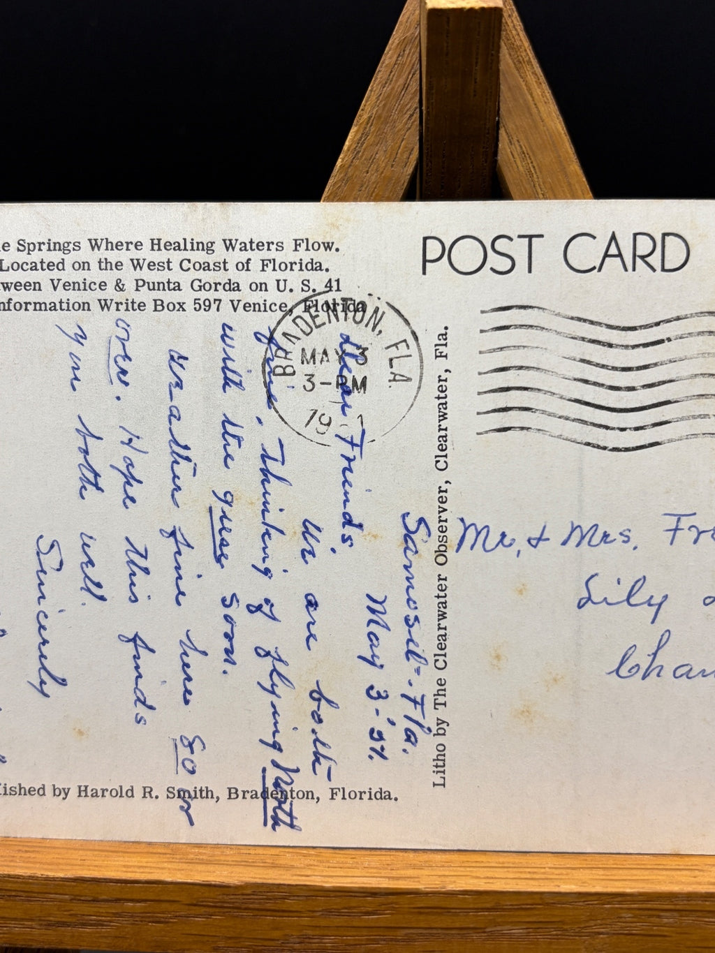 Vintage Postcard Scene Near Mount Morris, N.Y. with 1 Cent US Postage Stamp and