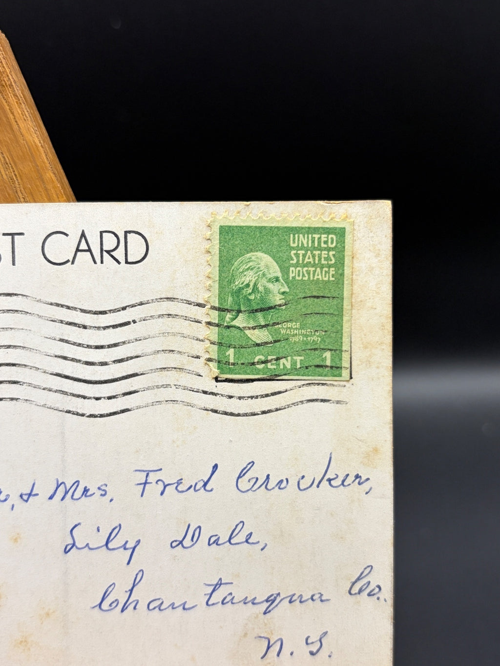 Vintage Postcard Scene Near Mount Morris, N.Y. with 1 Cent US Postage Stamp and