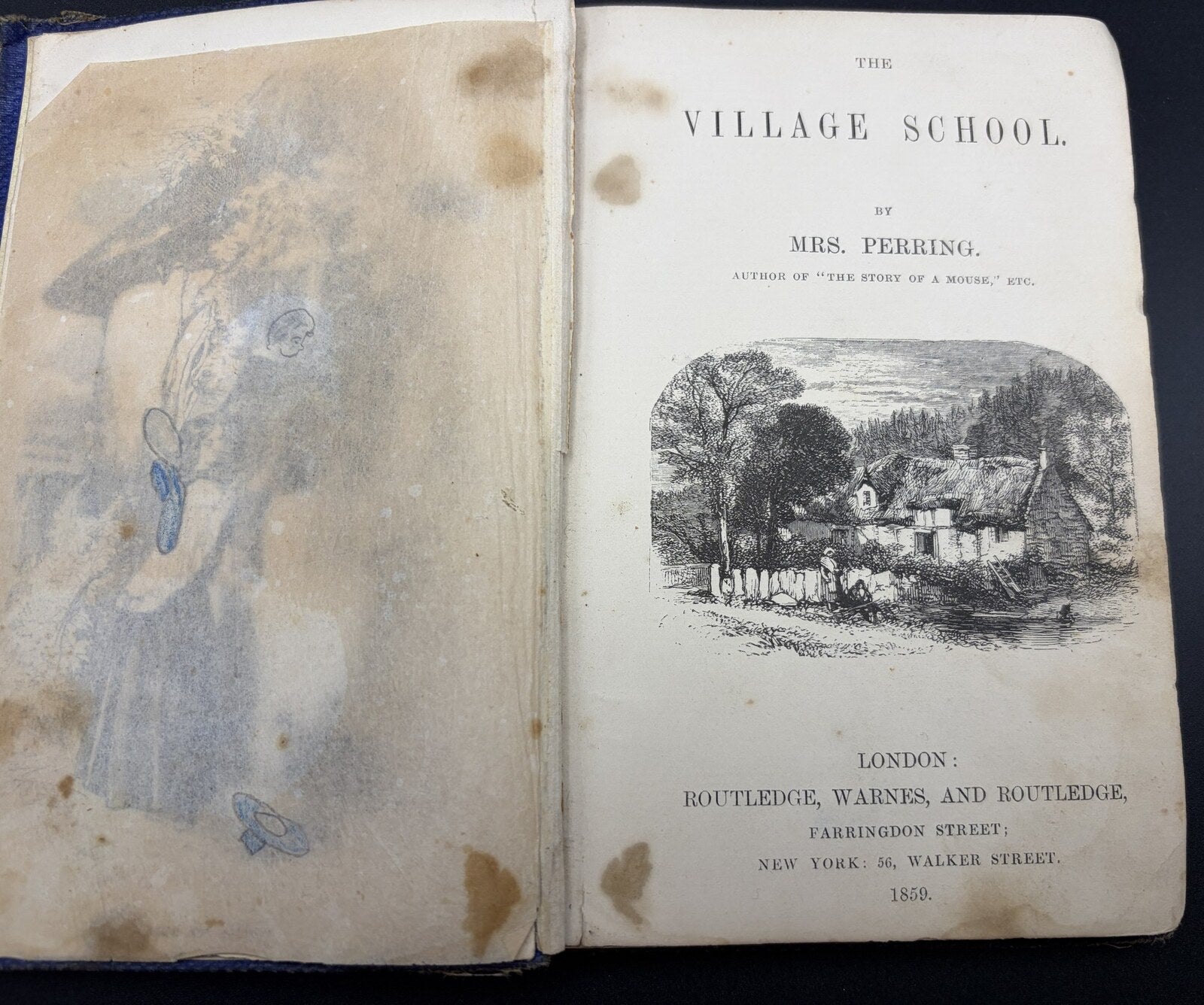 1859 The Village School Mrs Perring Eliza Perring Routledge Illustrated Book