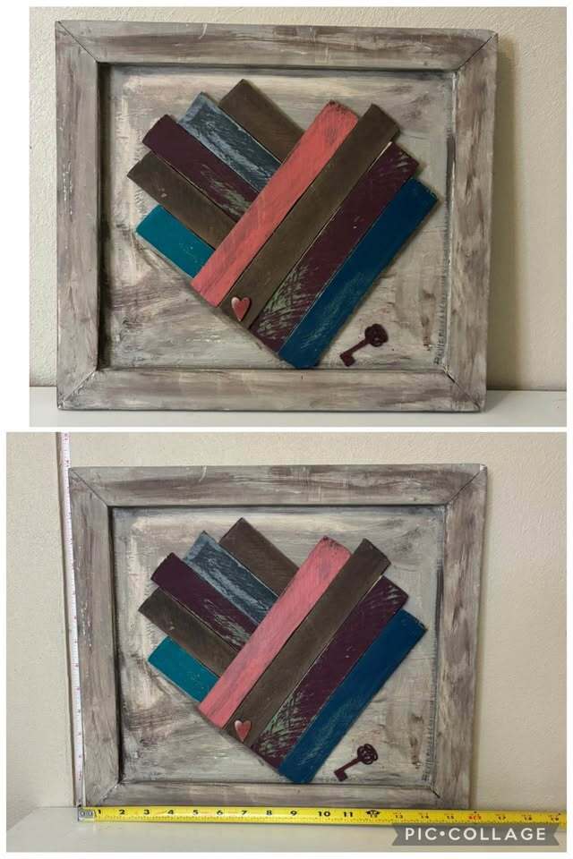 Handmade Rustic Wood Framed Heart Wall Art – Farmhouse Love Decor