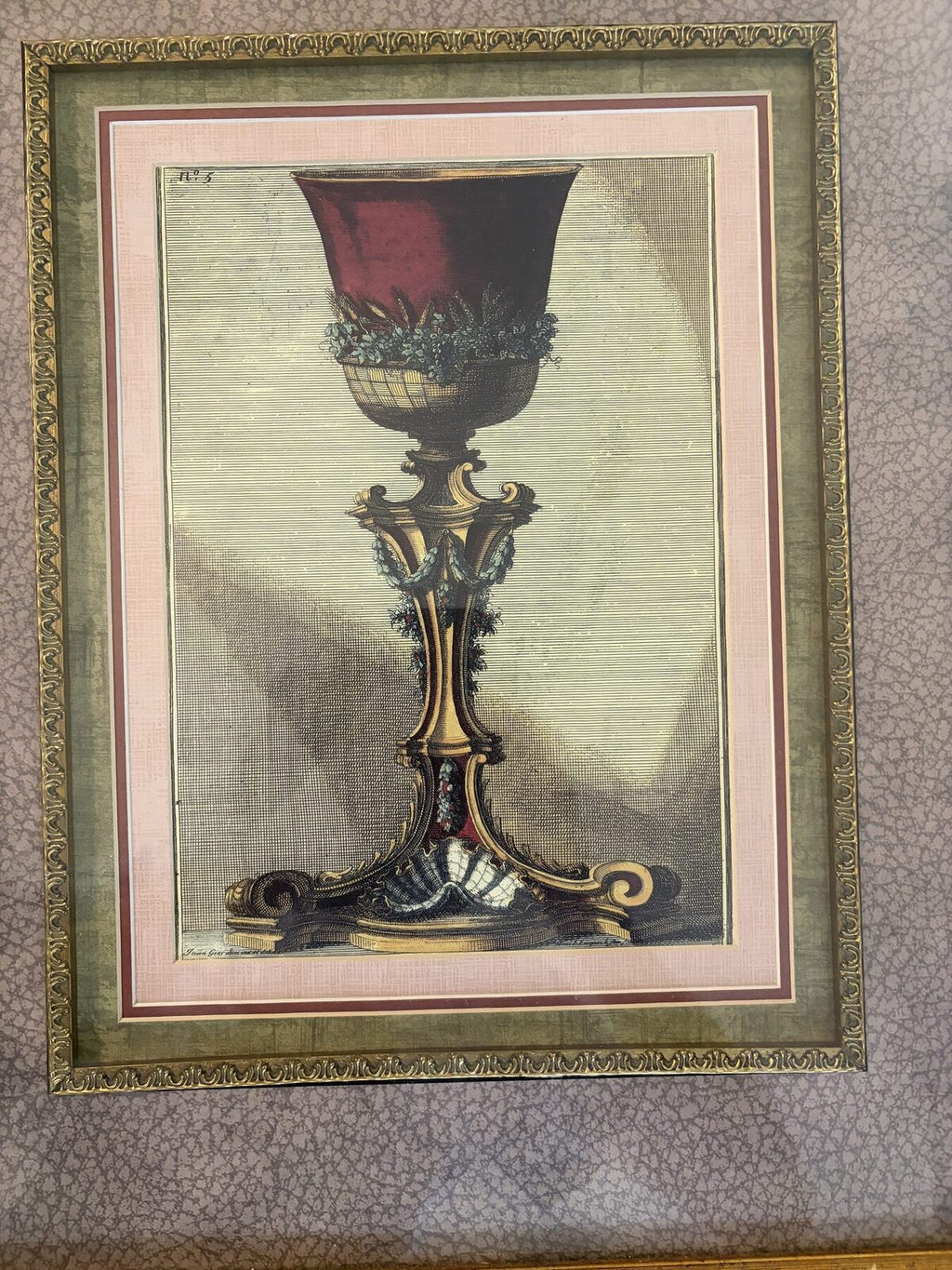 Framed Jean-Charles Delafosse No. 5 Ornamental Print Gold Frame
