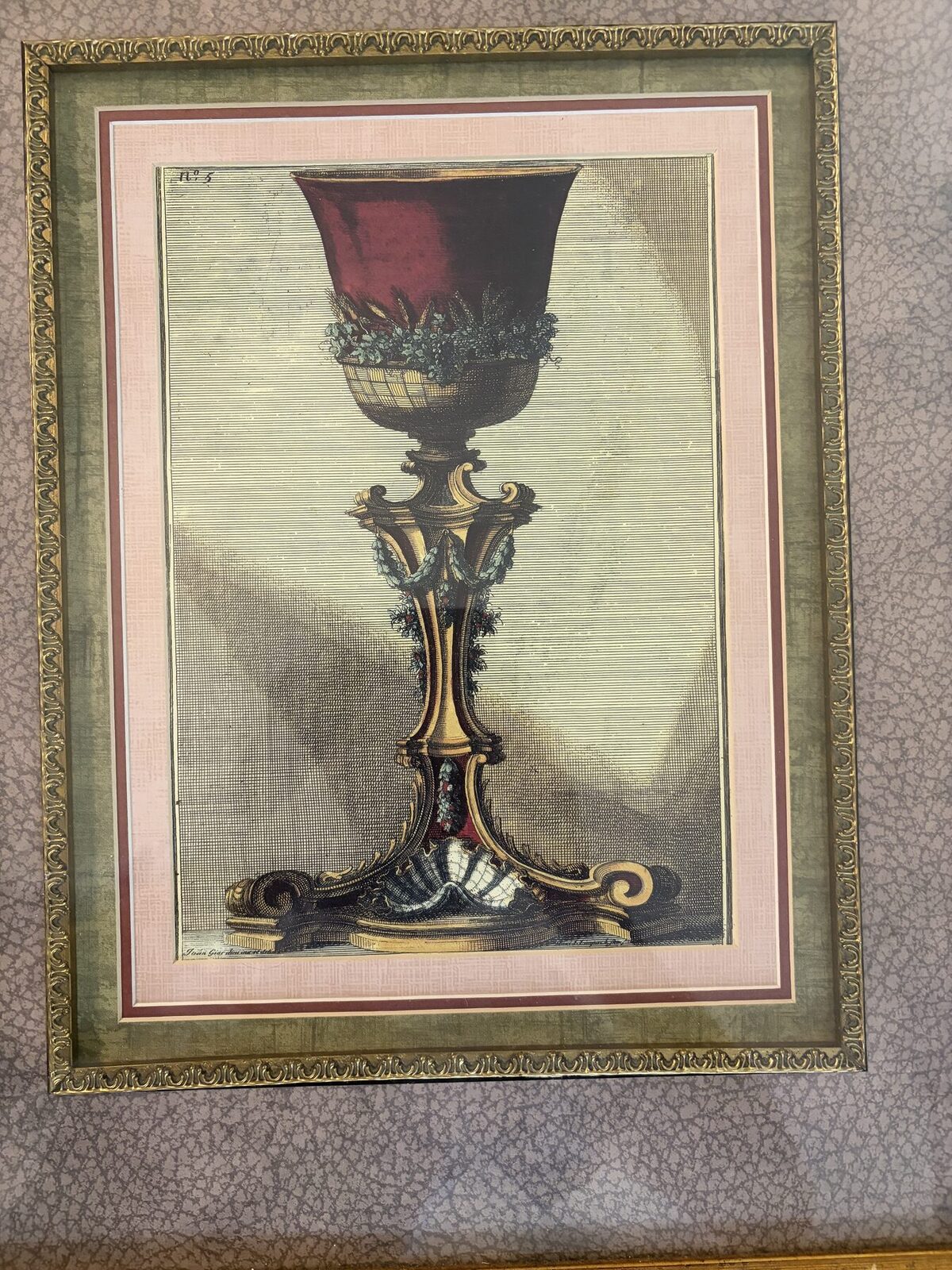 Framed Jean-Charles Delafosse No. 5 Ornamental Print Gold Frame