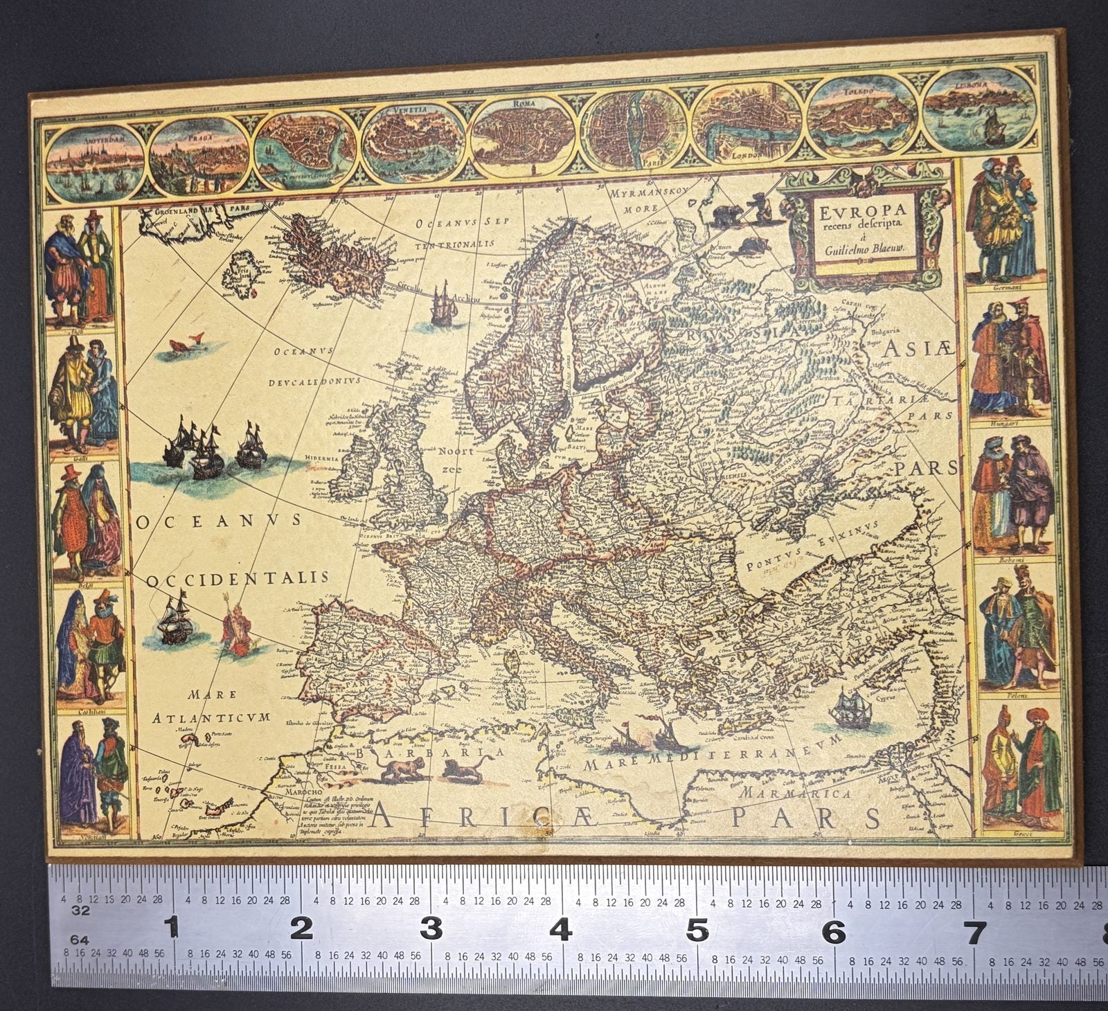 Willem Blaeu Four Continents Wood Map Plaques Reproduction Set of 4