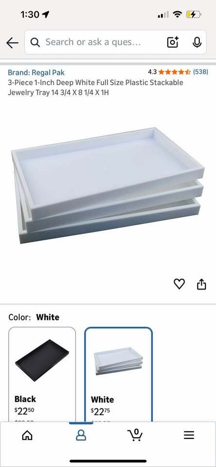 Jewelry Display Trays – White Stackable Retail Display – Set of 3