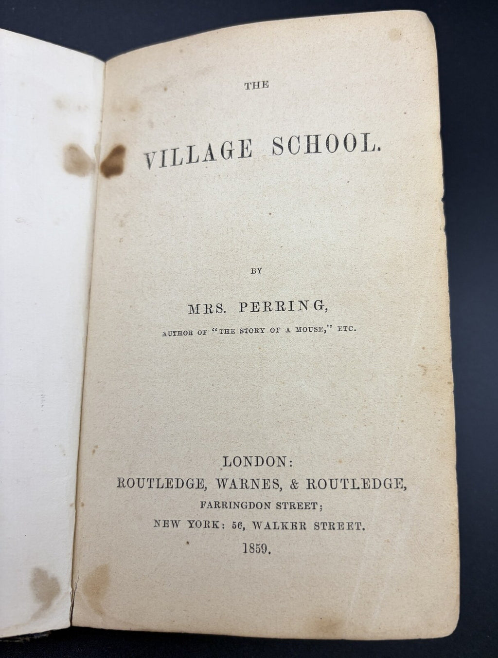 1859 The Village School Mrs Perring Eliza Perring Routledge Illustrated Book