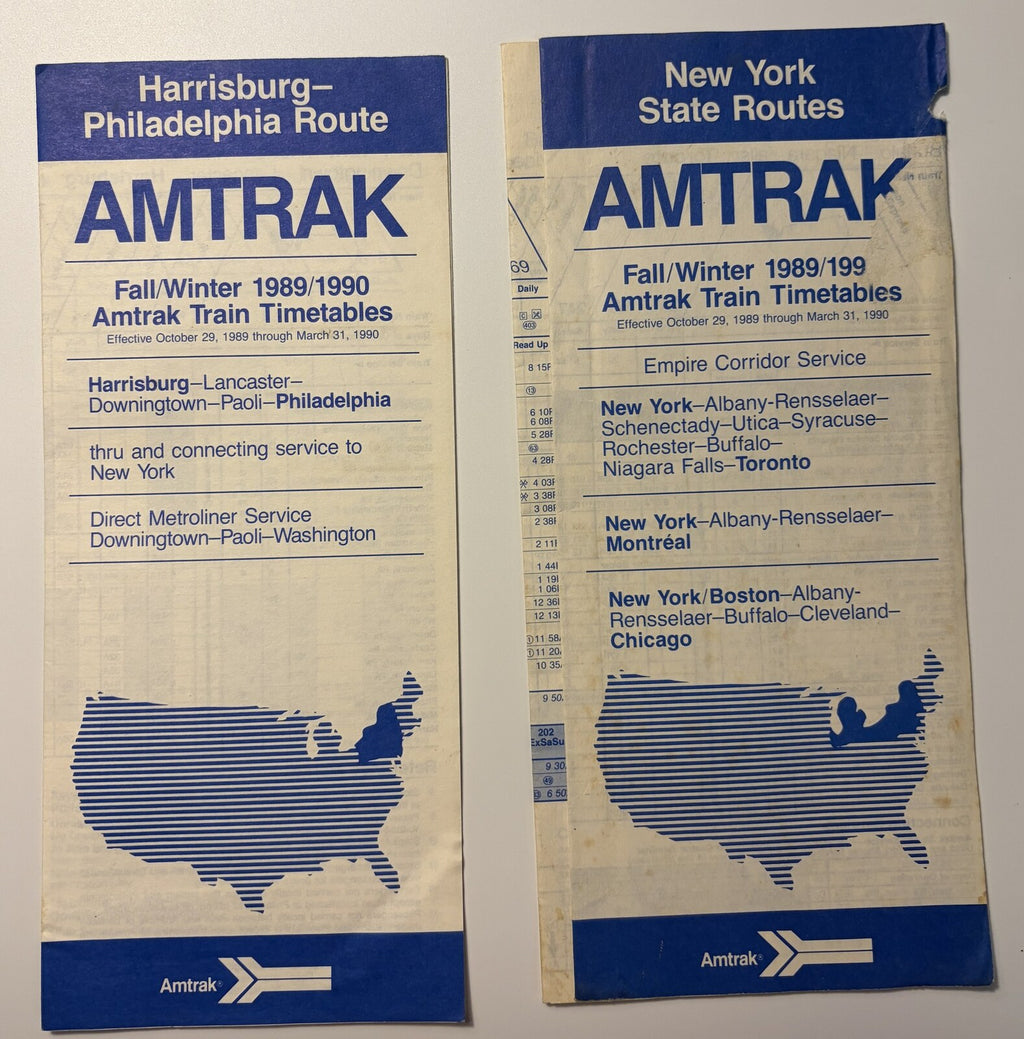 Amtrak 1989-1990 Timetables Lot of 6 NY Canada Gulf Breeze Thanksgiving