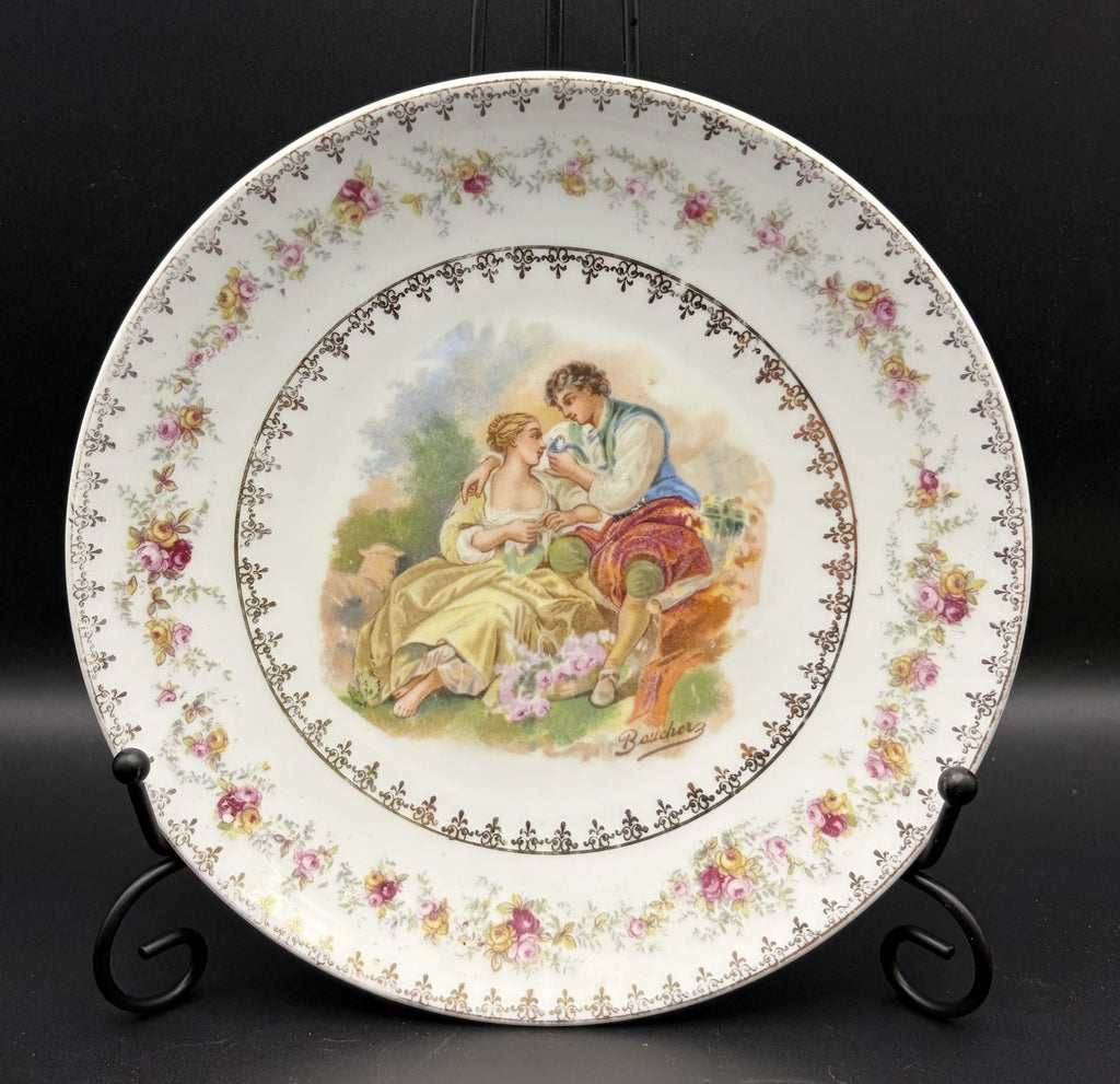 Antique MZ Austria Boucher Rococo Courting Couple Porcelain Plate 7.5"