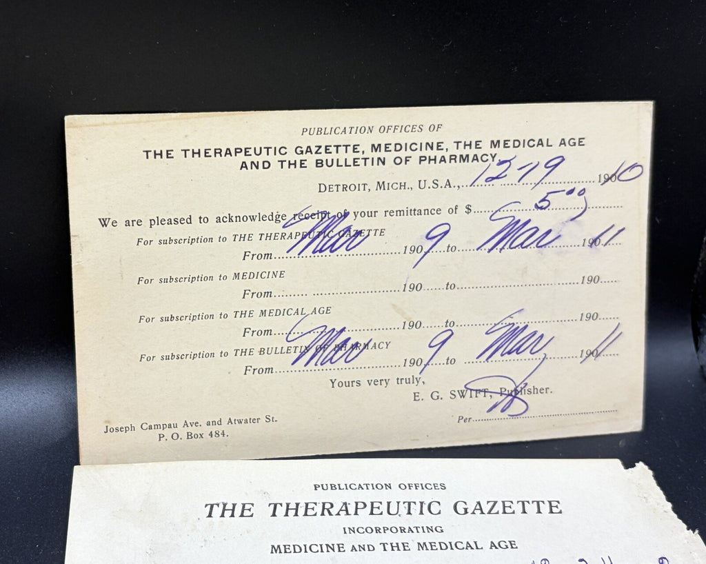 Antique Mercks Archives Therapeutic Gazette Medical Receipt Cards Lot