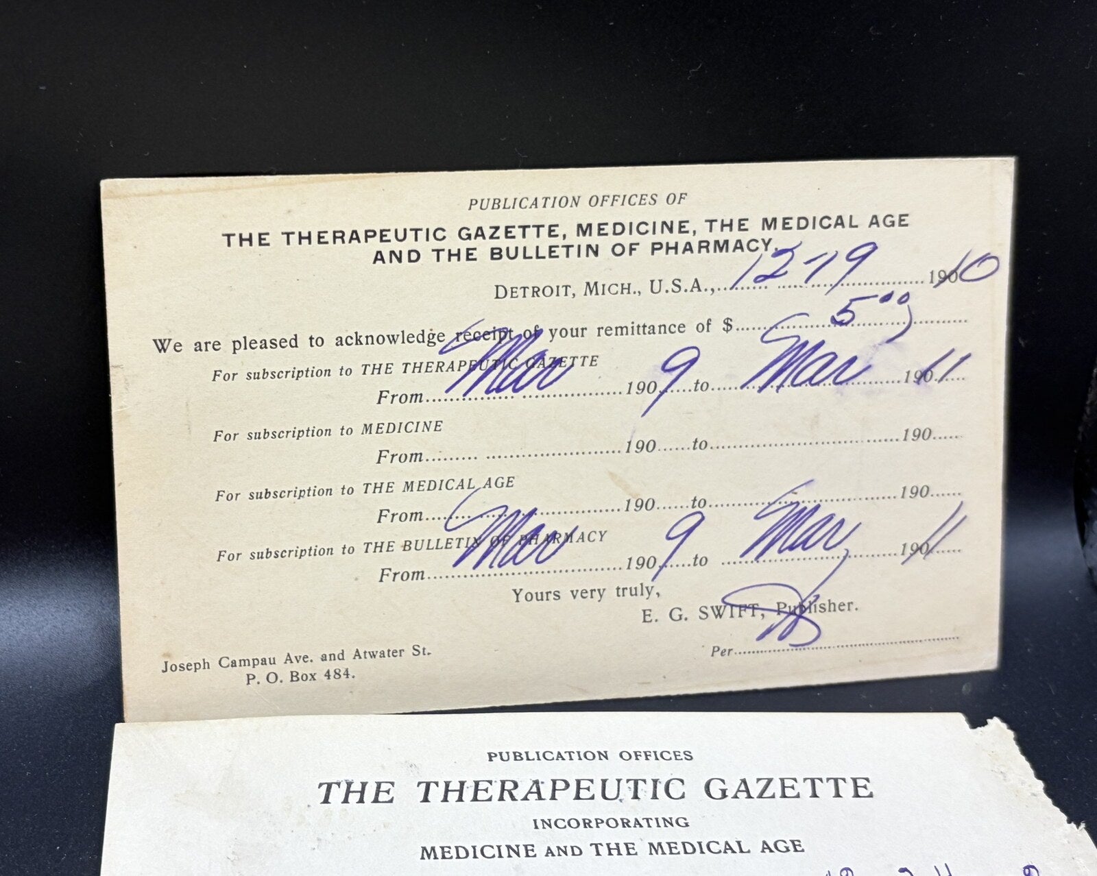 Antique Mercks Archives Therapeutic Gazette Medical Receipt Cards Lot