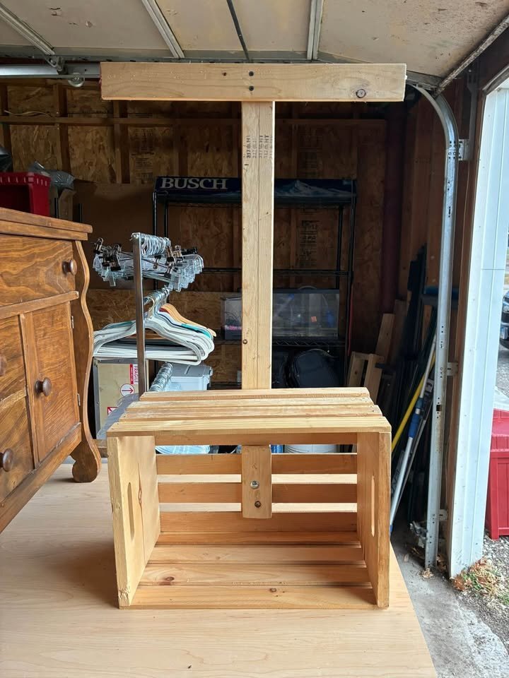 Wood T-Shirt Display Stands – Crate Base + Wooden “T” Top – Retail Display - Set of 2/$25