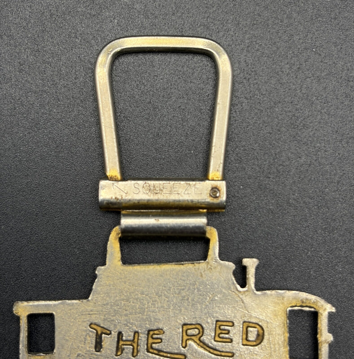 Vintage Pennsylvania Railroad PRR Red Caboose Metal Keychain Key Ring USA