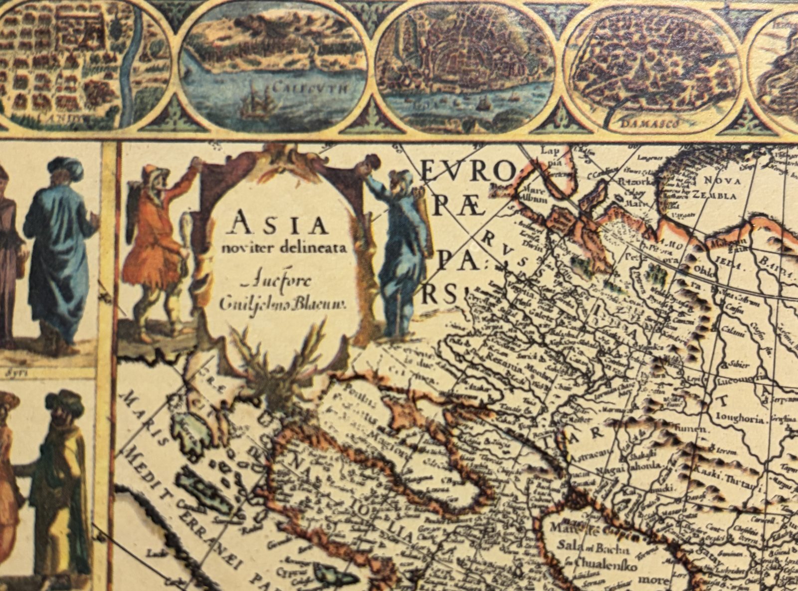 Willem Blaeu Four Continents Wood Map Plaques Reproduction Set of 4