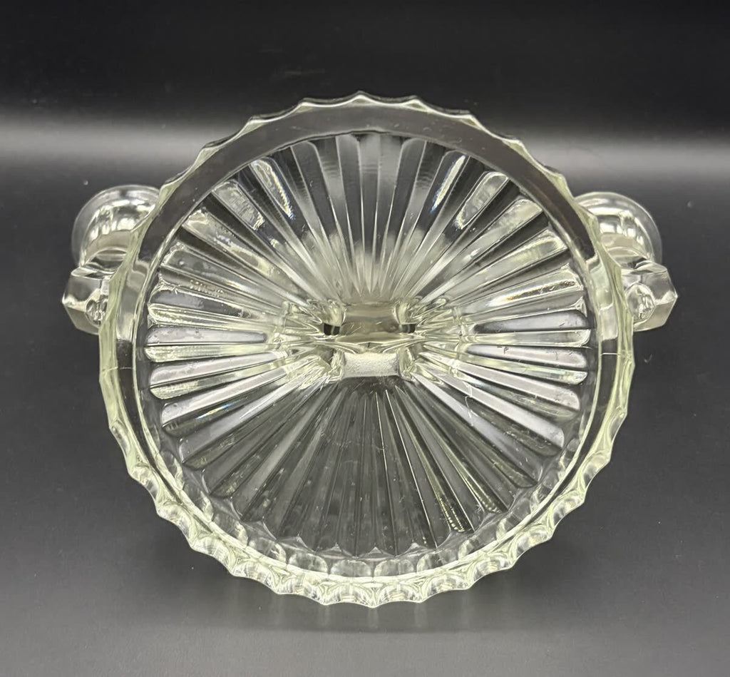 Vintage Jeannette Glass Cosmos Clear 3-Light Candelabra Pair MCM