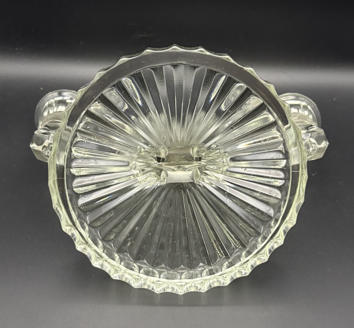 Vintage Jeannette Glass Cosmos Clear 3-Light Candelabra Pair MCM