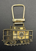 Vintage Pennsylvania Railroad PRR Red Caboose Metal Keychain Key Ring USA
