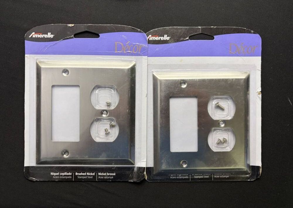Amerelle Century & Franklin Brass Brushed Nickel Wall Plates Lot of 3