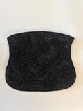 Vintage Lutheran World Service Crafts Black Beaded Clutch Hong Kong Evening Bag
