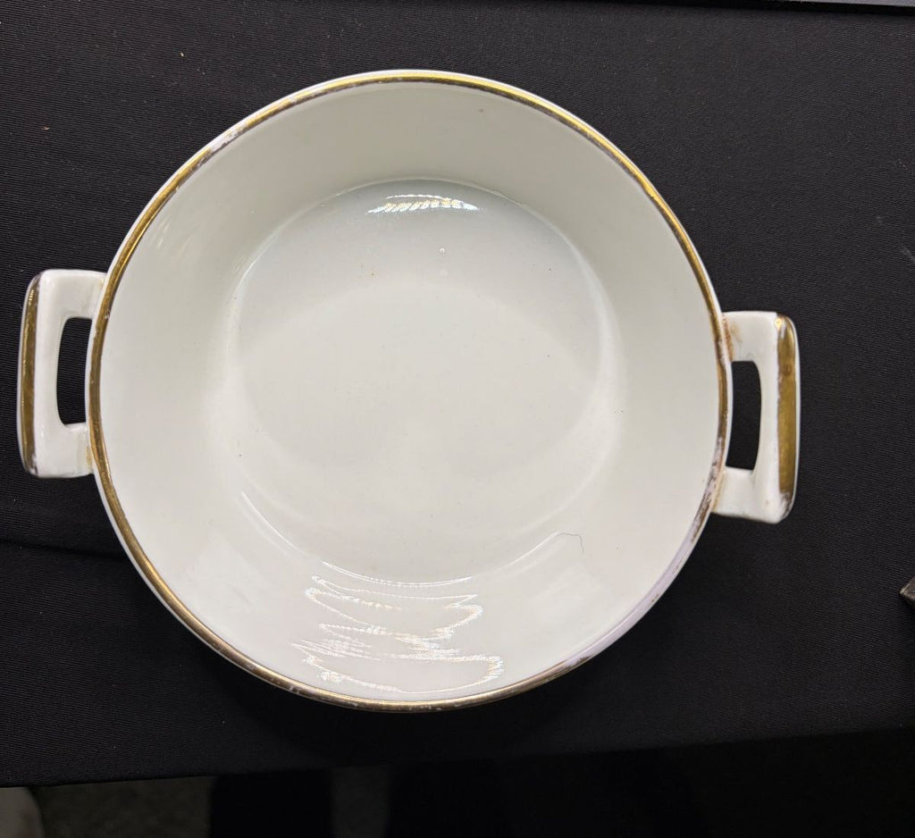 Vintage Buffalo China Floral Pattern Ceramic Serving Bowl with Handles